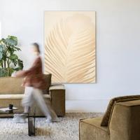 Urban Cotton Wandkleed 'Feuille' 110 x 145cm in Frame - black