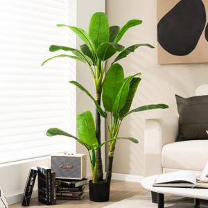 150 CM Kunstmatige Plant Kunstmatige Bananenboom Nep Tropische Palmboom Met 18 Grote Bladeren Realistische Groene Potplant