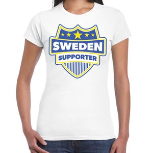 Zweden / Sweden schild supporter t-shirt wit voor dames