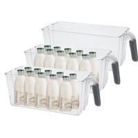 Koelkast/keuken organizer bak - 3x - transparant - kunststof - L30 x B13 x H11 cm - groente lade