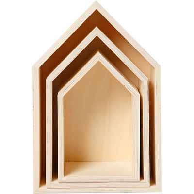 Creativ Company Houten huisjes met ophanghaak, 3st.