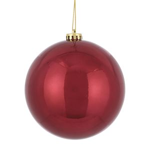 1x Grote kunststof kerstballen donkerrood 15 cm   -