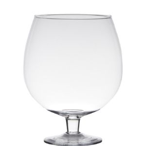 Transparante luxe stijlvolle Brandy vaas/vazen van glas 20 cm   -
