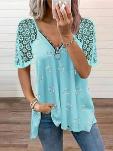 V Neck Loosen Heart Short Sleeve Top