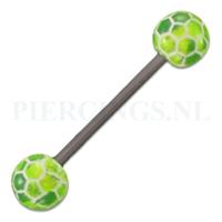 Tongpiercing acryl voetbal geel