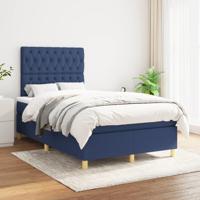 Boxspring met matras stof blauw 120x200 cm