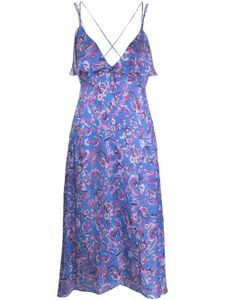 ISABEL MARANT robe mi-longue Presly à fleurs - Bleu