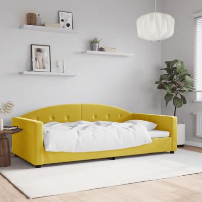 Slaapbank 100x200 cm fluweel geel
