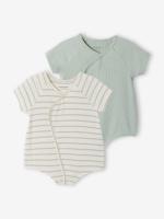Set van 2 personaliseerbare combishorts voor baby's saliegroen