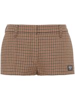 Prada mini short à motif pied-de-poule - Marron