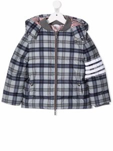 Thom Browne Kids manteau à motif tartan 4 bandes signature - Gris