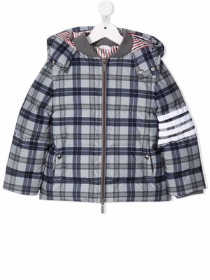Thom Browne Kids manteau à motif tartan 4 bandes signature - Gris