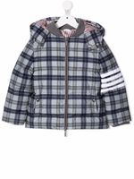 Thom Browne Kids manteau à motif tartan 4 bandes signature - Gris