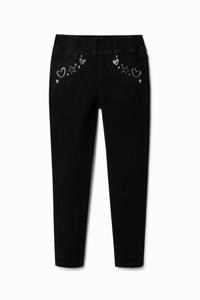 Slim fit jegging met tekeningen - BLACK - 7/8