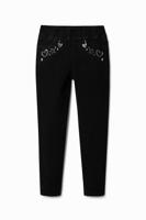 Slim fit jegging met tekeningen - BLACK - 7/8 - thumbnail