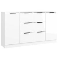 The Living Store Dressoir - Minimalistische Charme - Bewerkt Hout - 60x30x70 cm - Hoogglans Wit