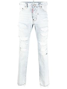 DSQUARED2 jean à effet usé - Bleu