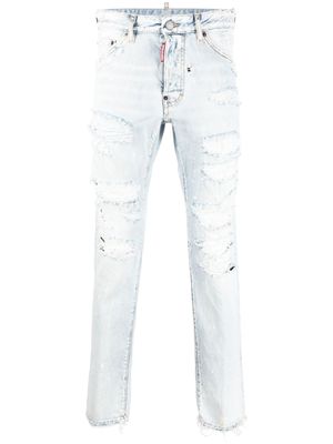 DSQUARED2 jean à effet usé - Bleu
