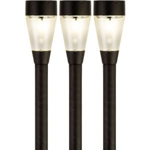 5x Buiten/tuin LED zwarte stekers Jive solar verlichting 32 cm