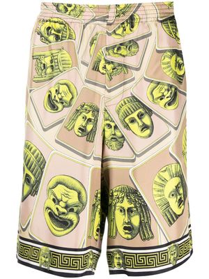 Versace short Le Maschere en soie - Vert