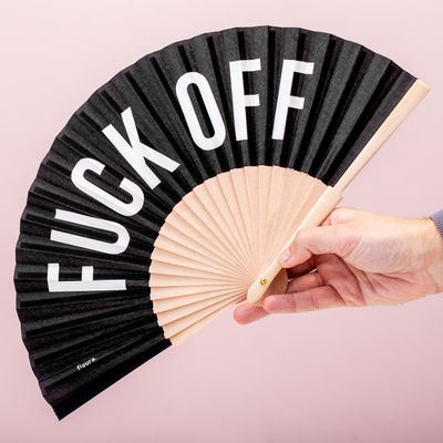 Houten waaier Fuck Off - Zwart