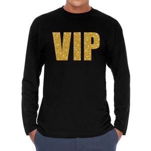 VIP goud glitter long sleeve t-shirt zwart voor heren