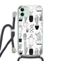 Cactusmotief: iPhone 11 Transparant Hoesje met koord