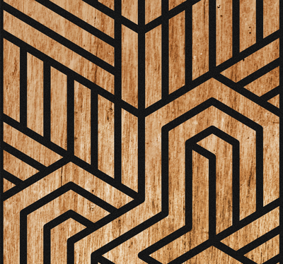 Houten geometrie patroon behang