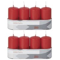 8x Kaarsen rood 5 x 10 cm 18 branduren sfeerkaarsen - Stompkaarsen