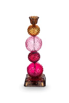 Pip Studio Kaarsenhouder Glas Bead Rood/Geel 30cm