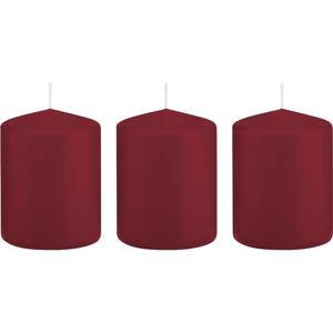 Cilinderkaars/stompkaars - 3x - bordeauxrood - 6 x 8 cm - 29 branduren