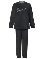 Fleece dames pyjama lange mouwen - Smile - Warme winter pyjama - XL - Zwart - XL - XL - XL - XL - XL - XL - XL - XL - XL - XL