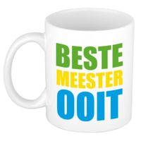 Beste meester ooit cadeau mok / beker in gekleurde blokletters 300 ml