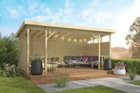 Paviljoen Kristina - 560x284 cm- Plat dak- Onbehandeld grenenhout- Tuindeco Paviljoen Kristina - 560x284 cm- Plat dak- Onbehandeld grenenhout- Tuindeco