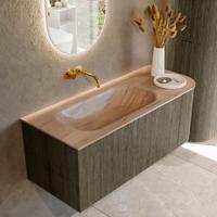 Badmeubel Mondiaz Kurve-Dlux | 115 cm | Meubelkleur Shadow | Wastafelkleur Saba | Solid surface | Wasbak linker zijde spoelbak | Zonder kraangat(en) Badmeubel Mondiaz Kurve-Dlux | 115 cm | Meubelkleur Shadow | Wastafelkleur Saba | Solid surface | Wasbak linker zijde spoelbak | Zonder kraangat(en)