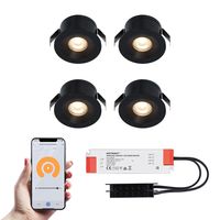 4x Cadiz zwarte Smart LED Inbouwspots complete set - Wifi & Bluetooth - 12V - 3 Watt - 2700K warm wit