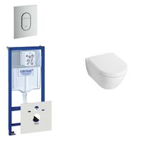 Villeroy & Boch Subway Compact Toiletset - inbouwreservoir - diepspoel wandcloset - bedieningsplaat verticaal - mat chroom 0729205/0729242/1024232/1025456/ - thumbnail