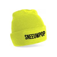 Sneeuwpop muts - unisex - one size - geel - apres-ski muts One size  -