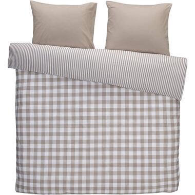 Dekbedovertrek Oxford - taupe - 200x200/220 cm - Leen Bakker