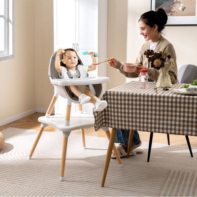 Hoge stoel voor Baby's en Peuters 6-in-1 Convertible Tafel Stoel Set met Bouwsteentafel Grijs