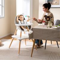 Hoge stoel voor Baby's en Peuters 6-in-1 Convertible Tafel Stoel Set met Bouwsteentafel Grijs