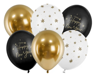 Happy New Year Ballonnen Mix Sterren (6st)