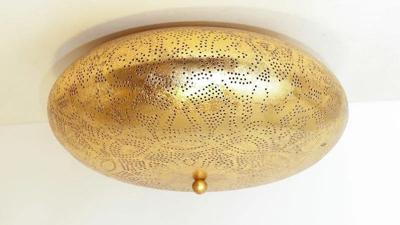 Plafondlamp vintage Filigrain goud &apos;Dave&apos; groot rond 2x E27 fitting 500mm