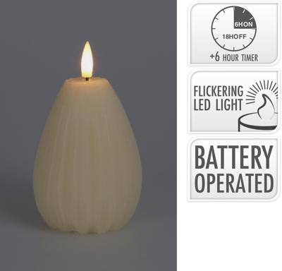 Home & Styling Kaars peer led geribbeld 10cm