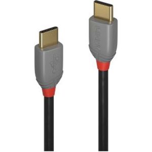 Lindy 36870 0.5m USB C USB C Mannelijk Mannelijk Zwart, Grijs USB-kabel