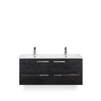 Seville Badmeubelset 120 cm - 4 laden Black Oak - Keramische Wastafel Wit Enjoy