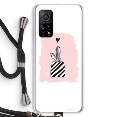 Zwart-wit cactus: Xiaomi Mi 10T 5G Transparant Hoesje met koord