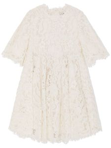 Dolce & Gabbana Kids robe mi-longue en dentelle Cordonetto - Blanc