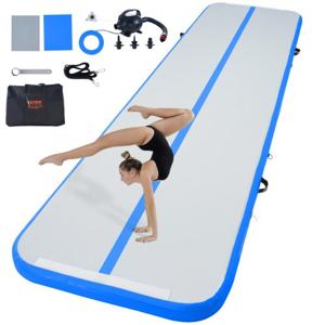 VEVOR Gymnastiek-luchtmat Opblaasbare gymnastiek-tuimelmat, tuimelbaan met elektrische pomp, 398 x 101 x 10 cm trainingsmatten voor thuisgebruik/gym/yoga/cheerleading blauw