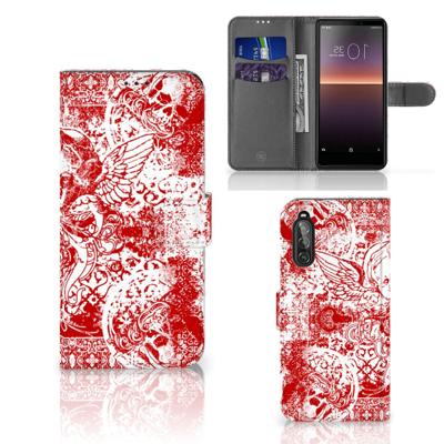 Telefoonhoesje met Naam Sony Xperia 10 II Angel Skull Rood